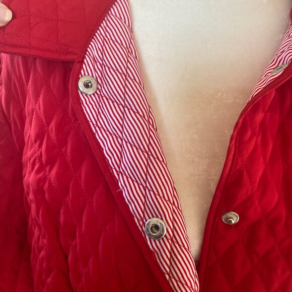 Briggs New York women's size 16 red snap front long sleeve collared quilt jacket - Picture 7 of 13